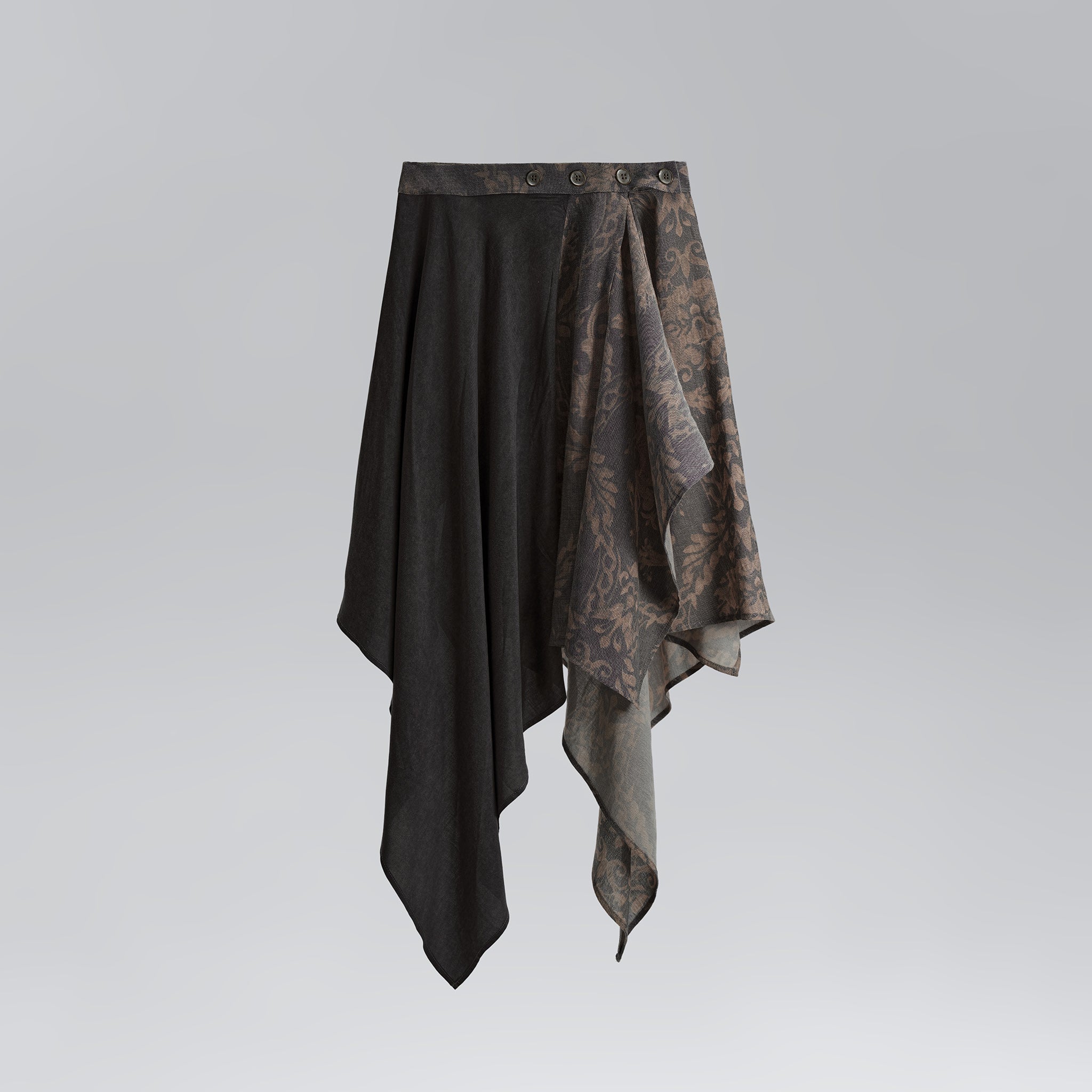 Asymmetric Patchwork Skirt(Brown)