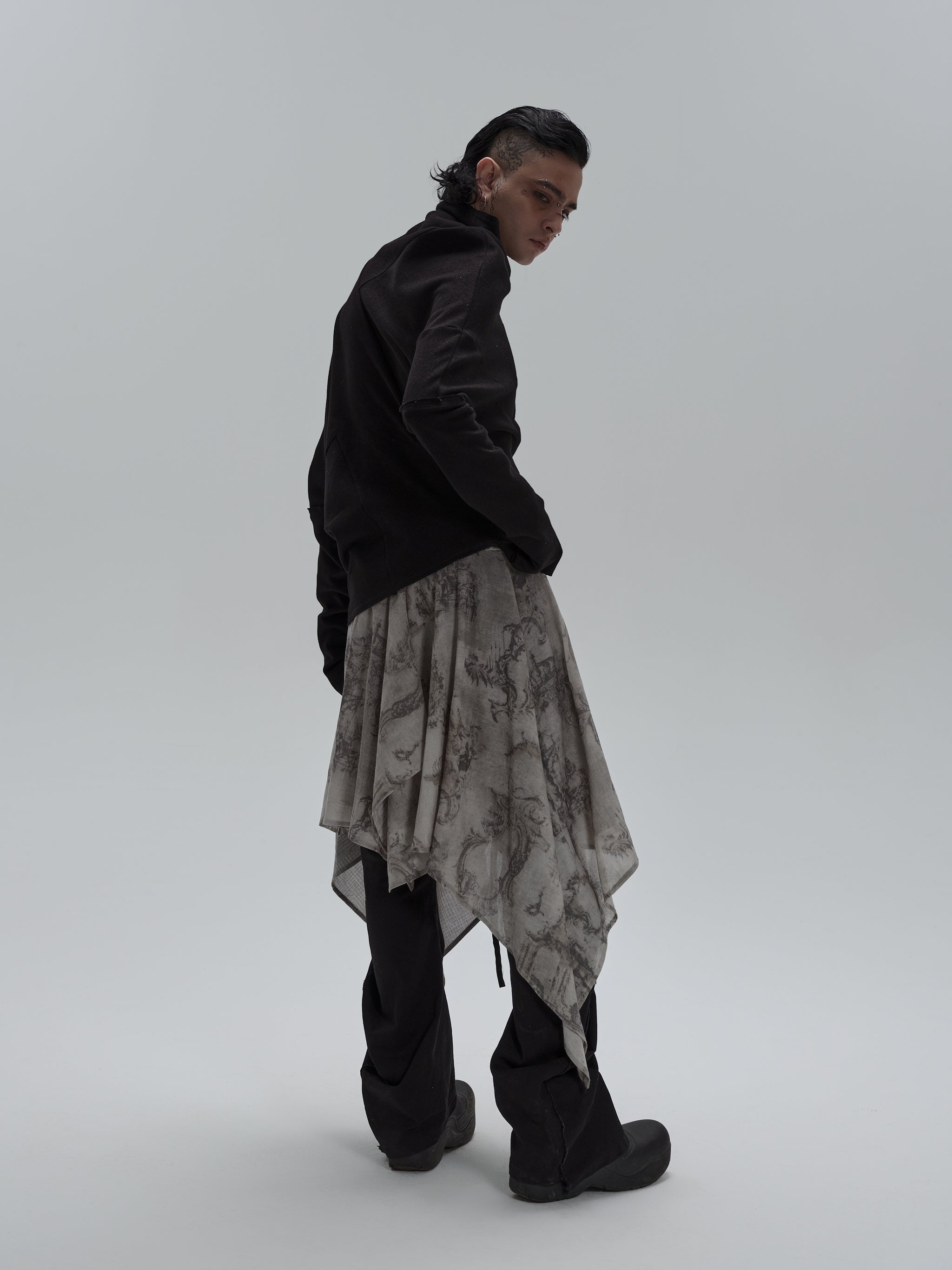 Asymmetric Patchwork Skirt (Grey)