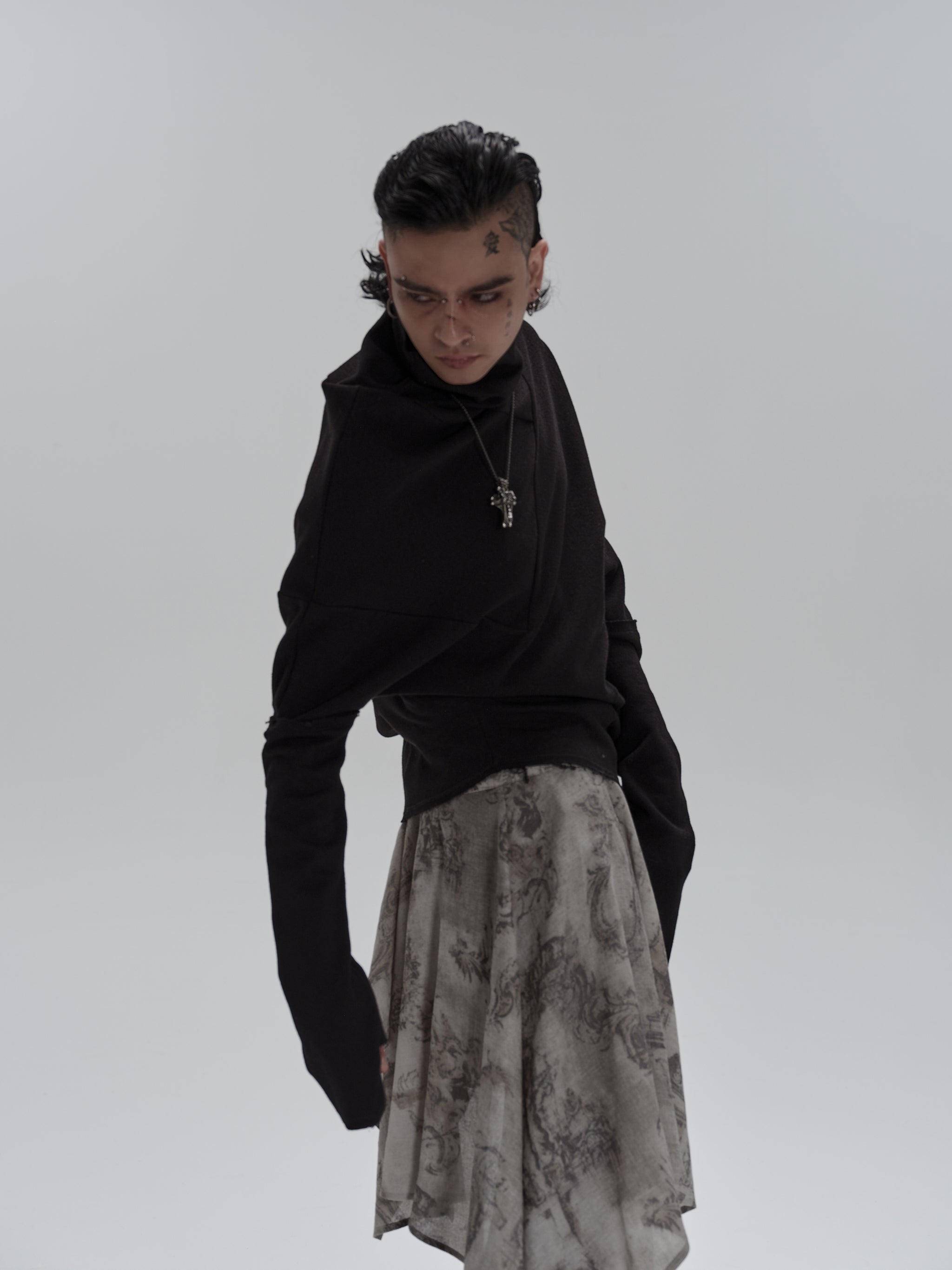 Asymmetric Patchwork Skirt (Grey)