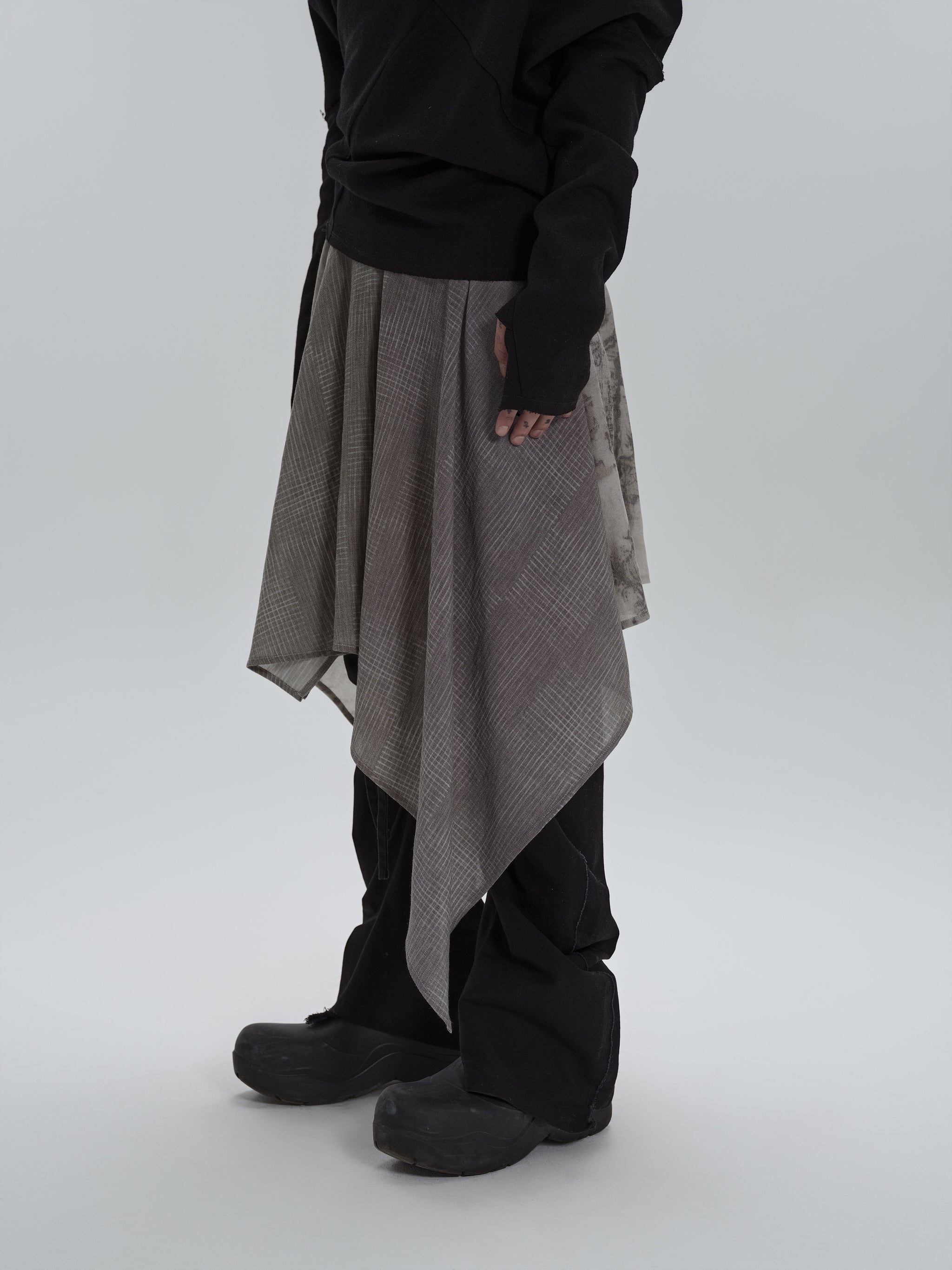 Asymmetric Patchwork Skirt (Grey)