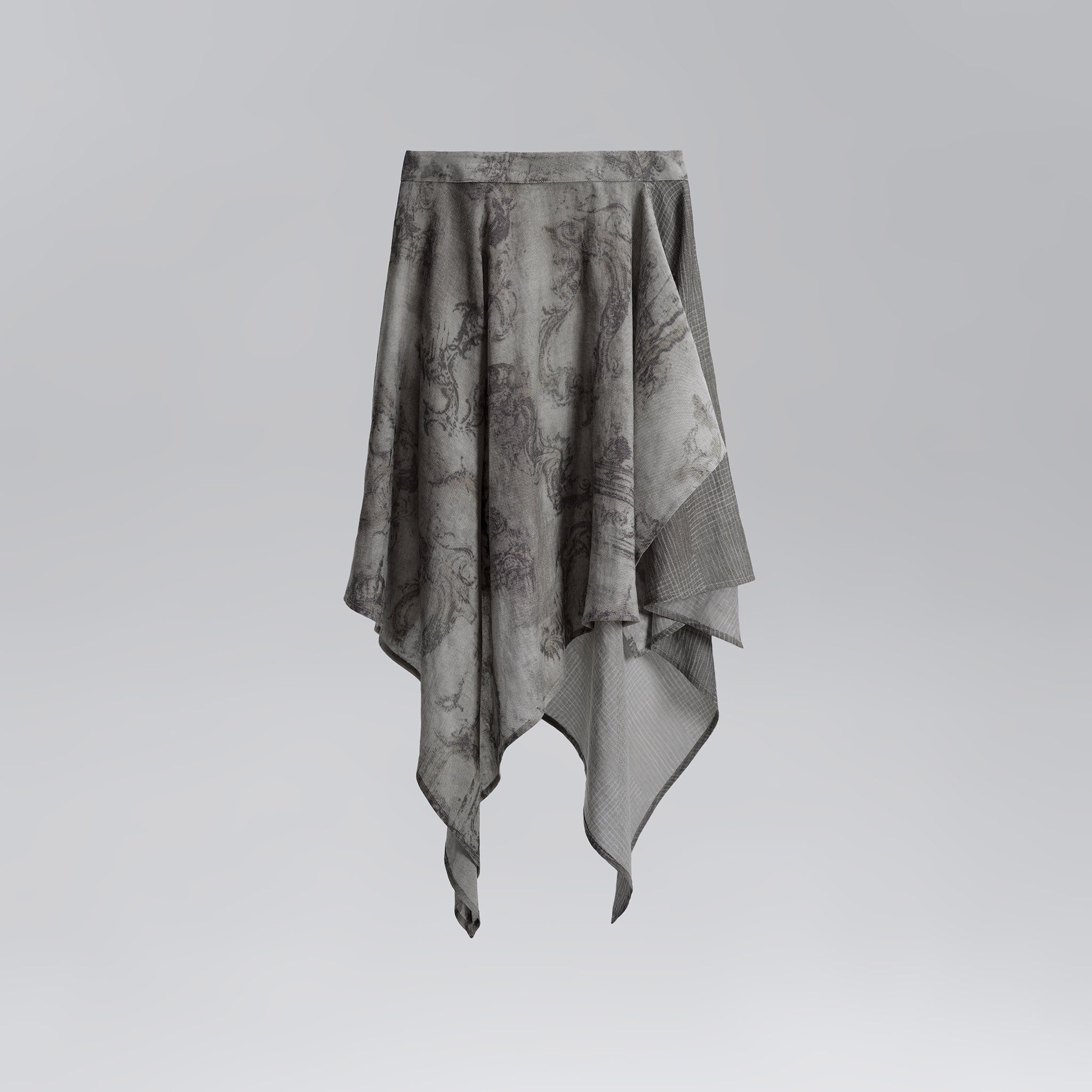 Asymmetric Patchwork Skirt (Grey)