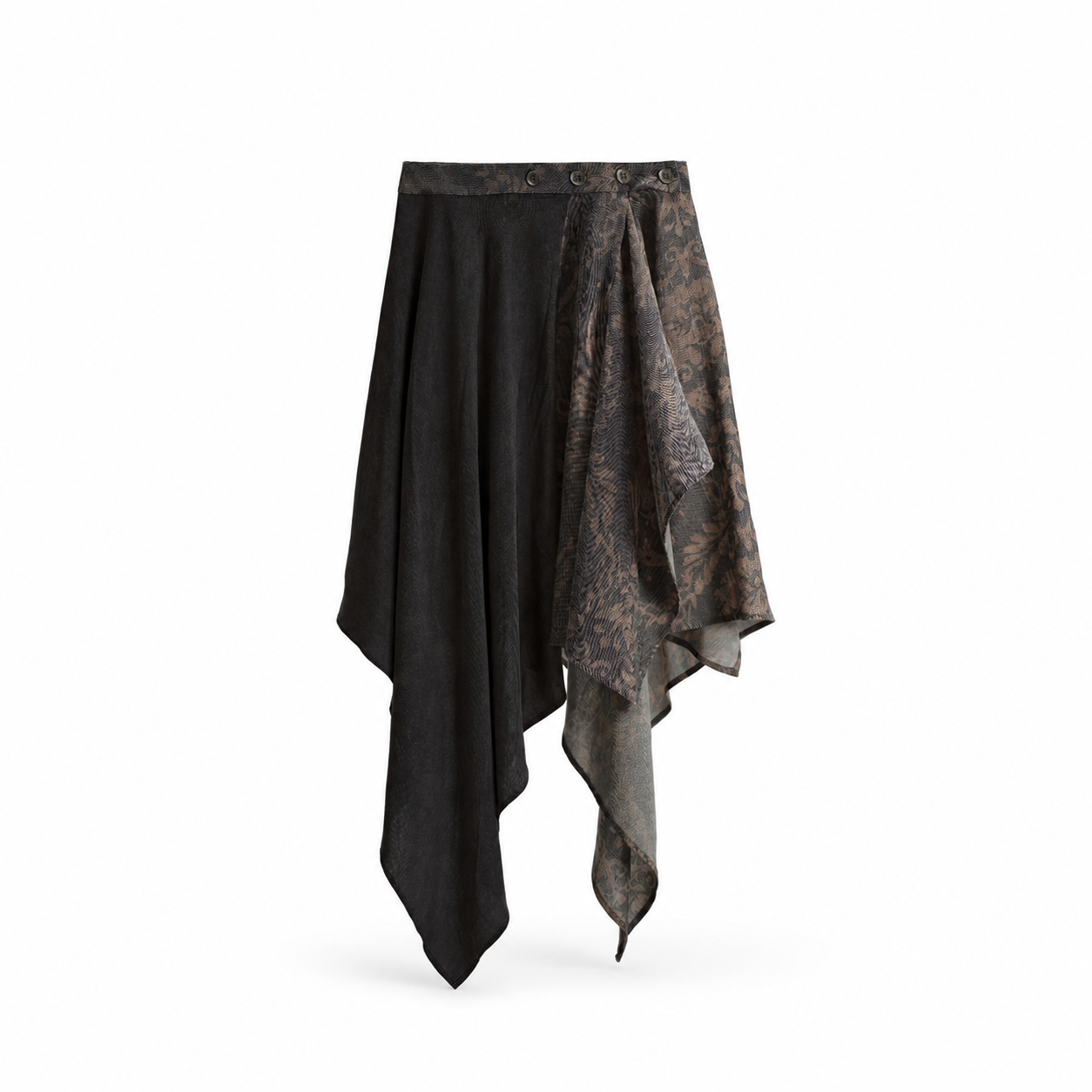 Asymmetric Patchwork Skirt（Brown）