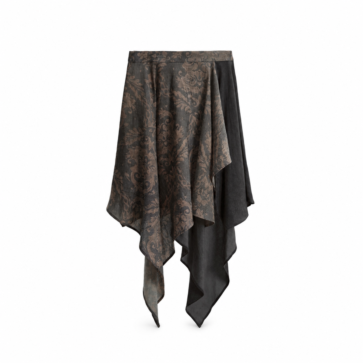 Asymmetric Patchwork Skirt（Brown）