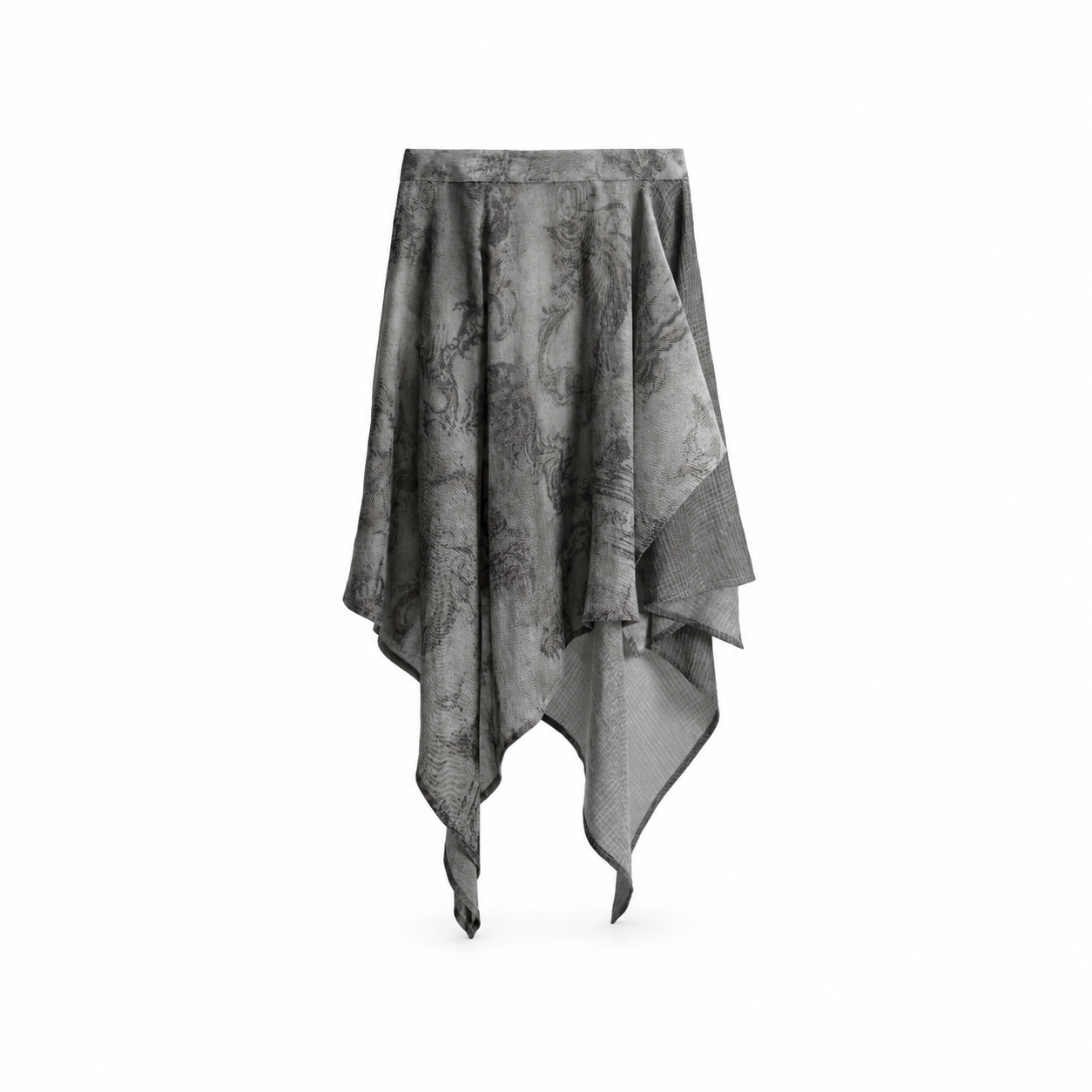 Asymmetric Patchwork Skirt （Grey）