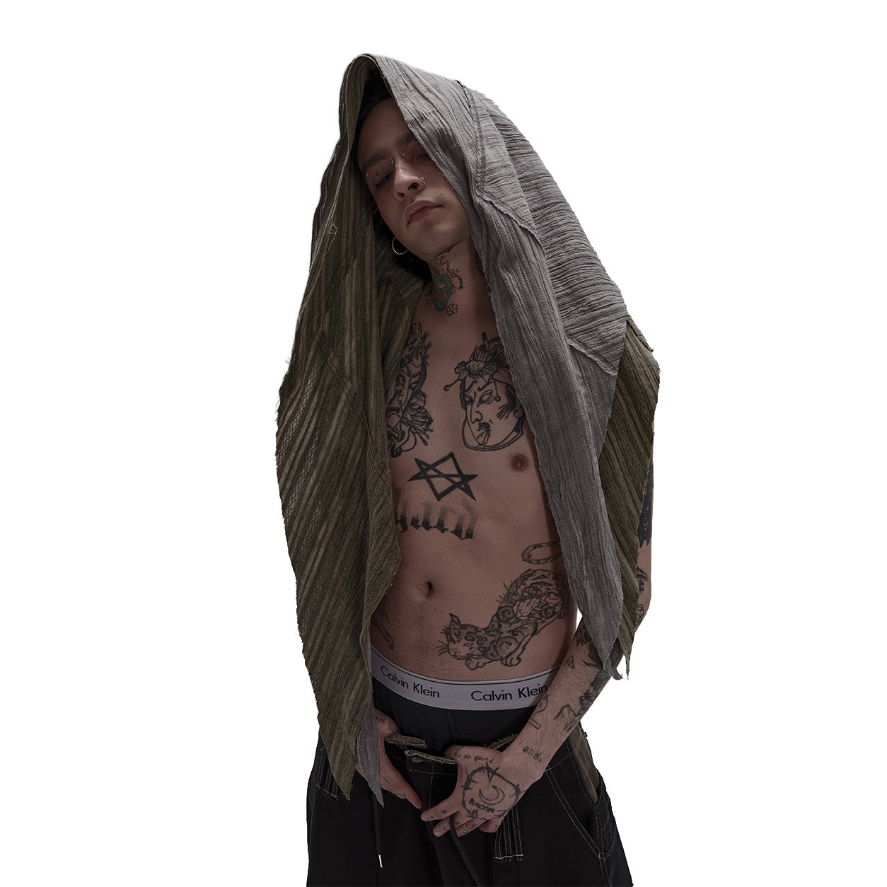 Sand-City Dyed Raw-Edge Scarf （Grey）